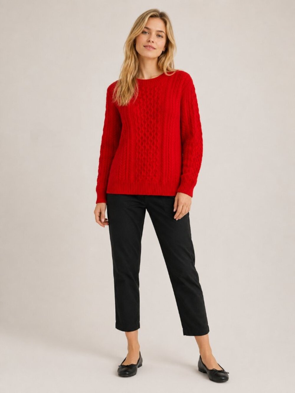 J. Crew Cable-Knit Wool Button-Back Pullover Sweater Red Small #A3062